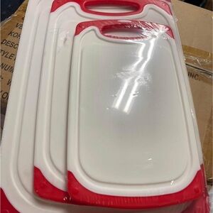 Red and White Cutting Board Set